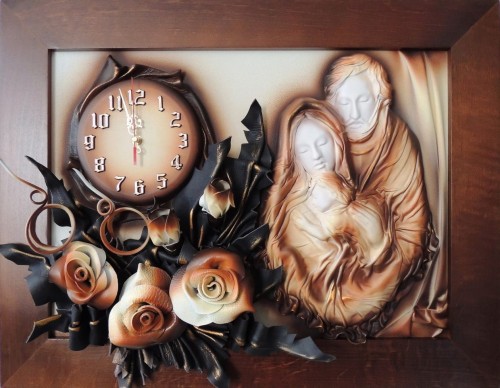 Obraz Święta Rodzina z zegarem i różami.jpg
