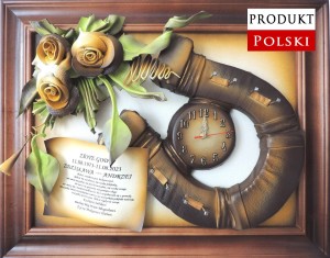 Obraz na prezent  Jubileuszowy z dedykacją - Rękodzieło w skórze - k6-7D