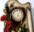 ZEGAR Z OWOCAMI, WINOGRONAMI, BANANEM, ZE SKÓRY, ORYGINALNA DEKORACJA, MAKAMI