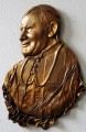 PŁASKORZEŹBA - POPIERSIE, PAPIEŻA JANA PAWŁA II, wykonana ze skóry, PREZENT ŚLUBNY, jubileusz LUB NA INNĄ OKAZJĘ , oryginalna pamiątka z Polski