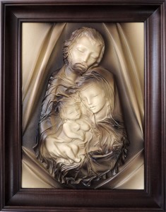 DUŻA ŚWIĘTA RODZINA. OPIEKUN RODZIN. SKÓRA. RĘKODZIEŁO.PIĘKNY KOLOR. SR6-8