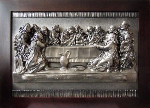 Duży obraz ostatnia wieczerza RĘKODZIEŁO ZE SKÓRY.JPG