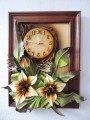 Zegar ścienny na Jubileusz 25-lecia ślubu z kwiatami + dębowa rama.jpg