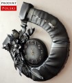 Prezent na 50-te urodziny dla mężczyzny - czarno srebrna podkowa z zegerem.JPG