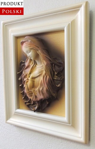 Obraz z maryjką 3d ze skóry  - produkt polski.jpg