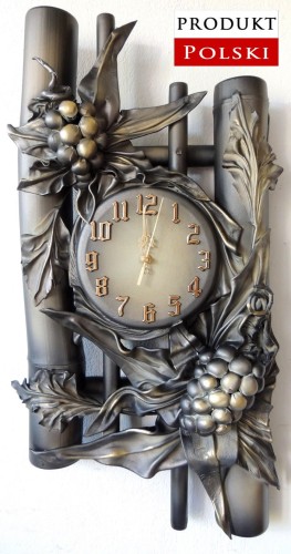 Zegar bambusowy scienny w szarej kolorystyce wykonany w naszej pracowni w Polsce.jpg