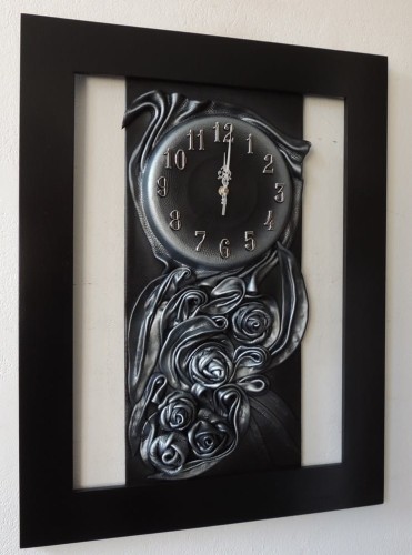 Srebrne Gody - jubileusz 25-lecia małżeństwa zegar ścienny ze skóry.JPG