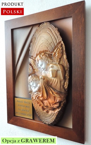Pozłacany obraz anioł stróż na chrzest + grawer - produkt polski.JPG