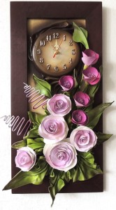 Obraz z zegarem 3D - FIOLETOWE KWIATY - K4Z-10