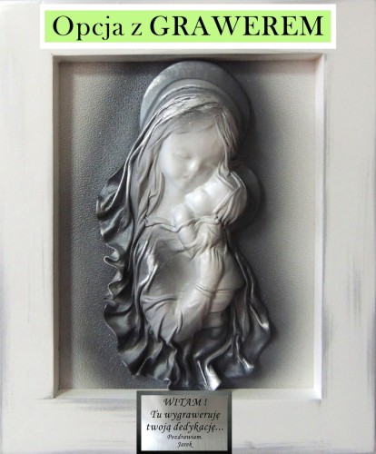 Obraz z grawerem i matką Bożą - drewniana rama.jpg
