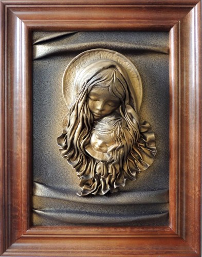 Obraz z maryjką w ramie koloru złoty dąb.jpg