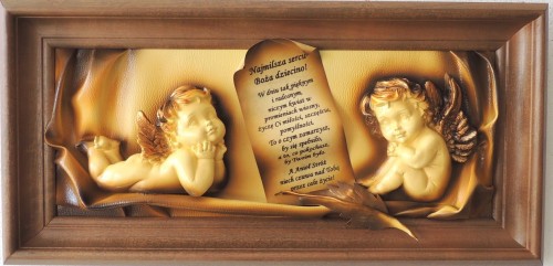 OBRAZ Z ANIOŁKIEM I DEDYKACJA NA KOMUNIĘ, PAMIĄTKA KOMUNII, CHRZTU, ORYGINALNY PREZENT DLA DZIECKA