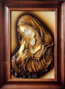 OBRAZ Z DUŻĄ PŁASKORZEŹBĄ MATKI BOŻEJ - S5-1