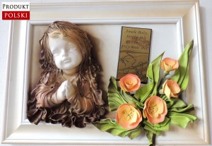 Obraz z dedykacją na prezent dla dziewczynki - Komunia CHRZEST - D5-1