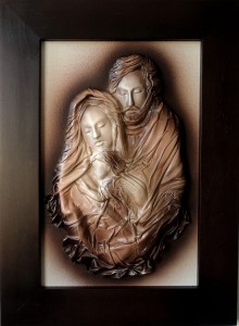 OBRAZ ZE ŚWIĘTĄ RODZINĄ, 3D, SKÓRA, NOWOCZESNY WZÓR, PAMIĄTKA WIELU OKAZJI. SR5-10