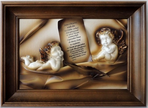 Obraz na pamiątkę komunii świętej - chrztu świętego - dwa aniołki