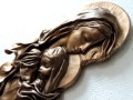 Bronzo - płaskorzeźba w skórze - MATKA BOŻA MARYJA - rekodzieło, na prezent, pamiątka, ślubu, jubileuszu. podziękowanie, chrzest, możliwy grawer - twoja dedykacja