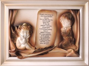 CHŁOPIEC MODLĄCY SIĘ DO ANIOŁA STRÓŻA Z MODLITWĄ.  A3-10