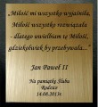 PAMIĄTKA ŚLUBU, SŁOWA JANA PAWŁA II O MIŁOŚCI, WYGRAWEROWANE NA ZŁOTEJ LUB SREBRNEJ TABLICZCE