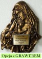 Czarno MOSIĘŻNA duża rzeźba ścienna ze skóry, MATKA BOŻA MARYJA Z DZIECIĄTKIEM, oryginalna pamiątka, prezent na ŚLUB, jubileusz, PODZIĘKOWANIE, chrzciny, MOŻLIWA DEDYKACJA - GRAWER