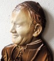 PŁASKORZEŹBA - POPIERSIE, PAPIEŻA JANA PAWŁA II, wykonana ze skóry, PREZENT ŚLUBNY, jubileusz LUB NA INNĄ OKAZJĘ , oryginalna pamiątka z Polski
