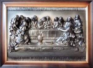 OSTATNIA WIECZERZA obraz ze skóry  - piękny i niepowtarzalny - S8-3