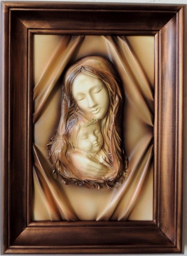 ORYGINALNY OBRAZ Z PŁASKORZEŹBĄ MATKI BOŻEJ