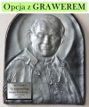 GRAWEROWANA CZARNO-SREBRNA Piękna płaskorzeźba ze skóry ŚWIĘTEGO PAPIEŻA JANA PAWŁA II, oryginalny prezent na ŚLUB, JUBILEUSZ, opcja dodatkowa DEDYKACJA - GRAWER, NIEPOWTARZALNA PAMIĄTKA