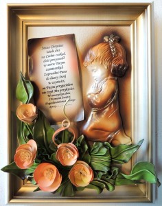 Pamiątka Komuni Świętej - Chrztu - obraz z dedykacją dla dziewczynki - A3-D1