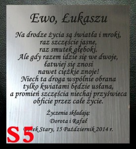 DEDYKACJA NA ŚLUB - GRAWER - S5