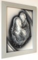 POLECAM - Biało szary obraz ze skóry z płaskorzeźbą Świętej Rodziny, posrebrzany, Świetny pomysł na prezent jubileuszowy, podziekowanie czy ślub itp. NOWOŚĆ