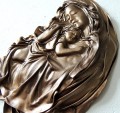 MATKA BOŻA MARYJA Z DZIECIĄTKIEM, płaskorzeźba w skórze, rękodzieło, możliwa dedykacja-GRAWER