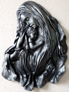 Duża rzeźba scienna w skórze MATKA BOŻA MARYJA - MD-5