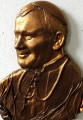 PŁASKORZEŹBA - POPIERSIE, PAPIEŻA JANA PAWŁA II, wykonana ze skóry, PREZENT ŚLUBNY, jubileusz LUB NA INNĄ OKAZJĘ , oryginalna pamiątka z Polski