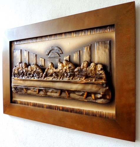 Wyjątkowy obraz OSTATNIA WIECZERZA drewniana płaska oprawa, ORYGINALNY PREZENT, indywidualna dedykacja