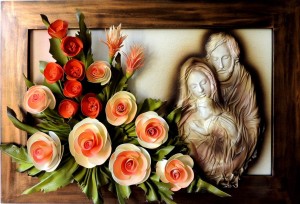 RĘKODZIEŁO ZE SKÓRY ŚWIĘTA RODZINA,  ROCZNICA ŚLUBU LUB INNA WAŻNA OKAZJA. K7SR-1