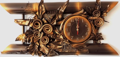  	DUŻY PIĘKNY ZEGAR ZE SKÓRY DO NOWEGO DOMU