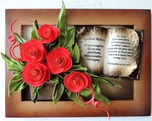 Podziękowanie dla rodziców - obraz z dedykacją i czerwonymi różami - K3D-5