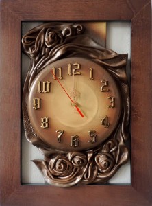 Zegar do Gabinetu, Salonu - Nowoczesna stylisyka - Drewno SKÓRA - RZ3-11