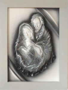 Obraz z Świętą Rodziną , posrebrzany, na prezent podziękowanie dla rodziców. SR5-16