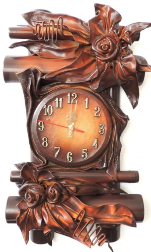 KONIAKOWY ZEGAR ZE SKÓRY I BAMBUSA