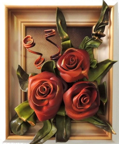 cegiełkowe róże ze skóry - rękodzielo