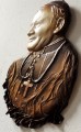 PŁASKORZEŹBA - POPIERSIE, PAPIEŻA JANA PAWŁA II, wykonana ze skóry, PREZENT ŚLUBNY, jubileusz LUB NA INNĄ OKAZJĘ , oryginalna pamiątka z Polski