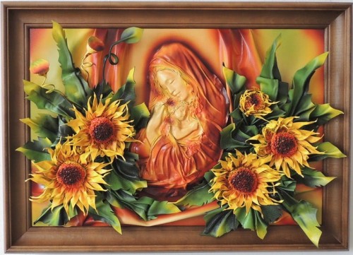 OBRAZ Z MATKĄ BOŻĄ W SŁONECZNIKACH